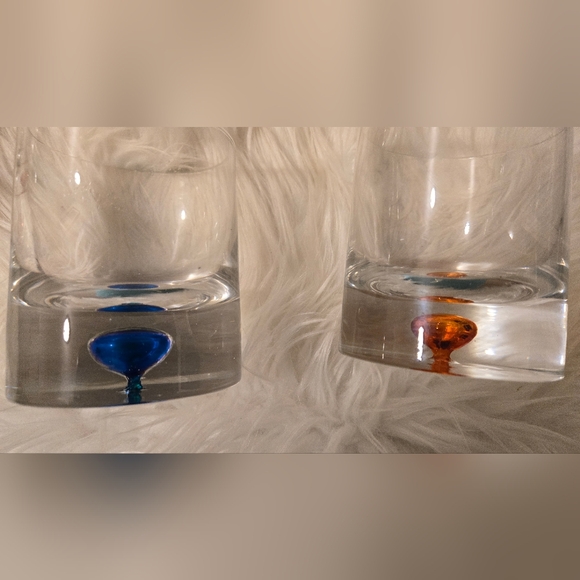 6 Rare Cocktail Glasses Suspended Controlled Bubble Based Green Blue Orange - Picture 9 of 16